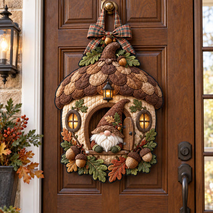 Gnome Wishes Custom Shape Quilted Door Hanger TZL0TD109