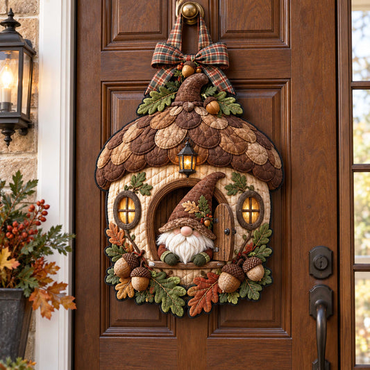 Gnome Wishes Custom Shape Quilted Door Hanger TZL0TD109