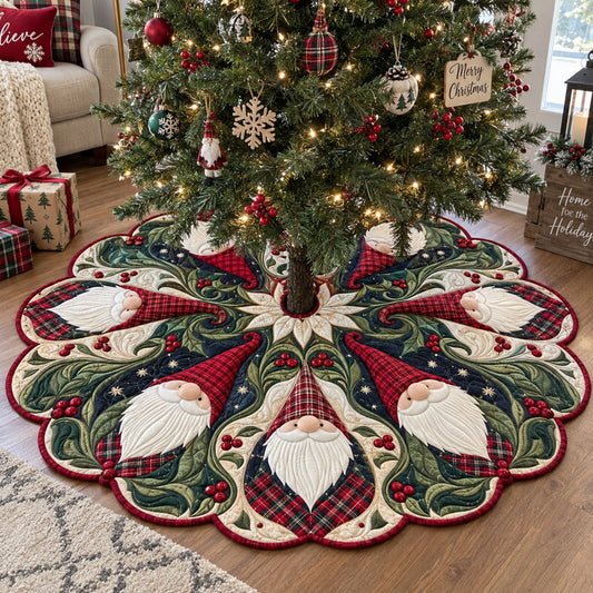 Gnome for Christmas Custom Shape Christmas Quilted Tree Skirt TZL0PT0258