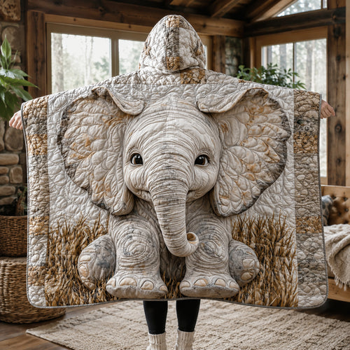 Golden Elephant Quilted Hooded Blanket TZL0DV026