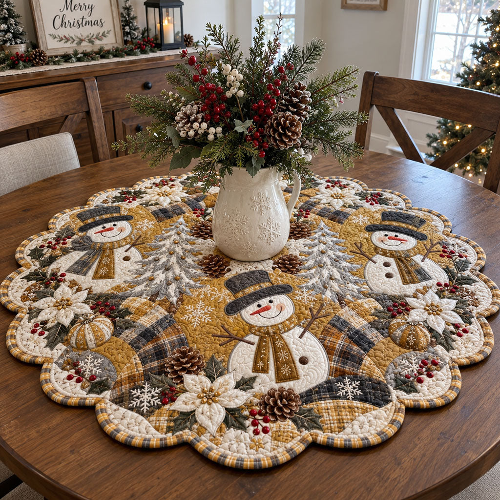 Golden Frost Christmas Custom Shape Quilted Table Topper TZL0PT0371