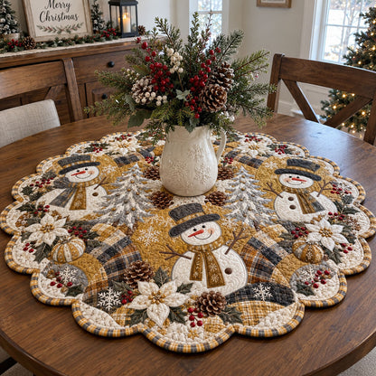 Golden Frost Christmas Custom Shape Quilted Table Topper TZL0PT0371
