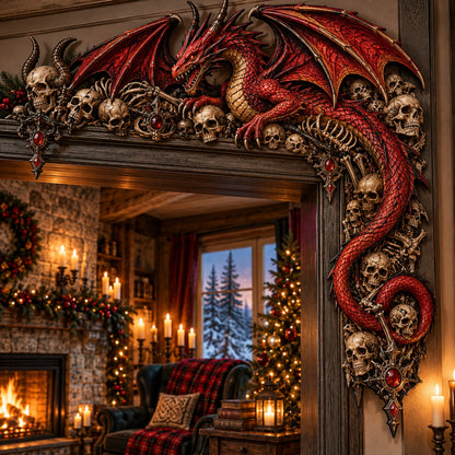Gothic Skull Dragon Christmas Door Corner Sign TZL0PT0742