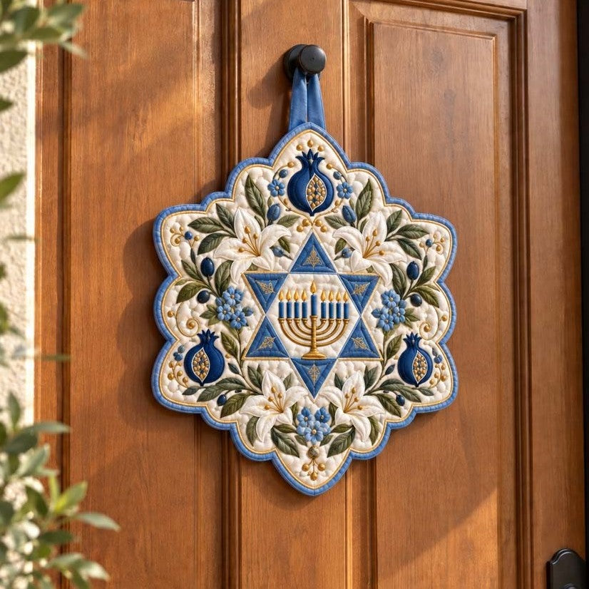 Hanukkah Bloom Custom Shape Quilted Door Hanger TZL0HH0059