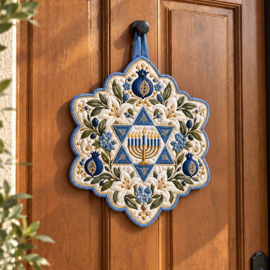 Hanukkah Bloom Custom Shape Quilted Door Hanger TZL0HH0059