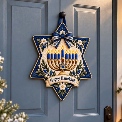 Hanukkah Crest Custom Shape Quilted Door Hanger TZL0HH0061