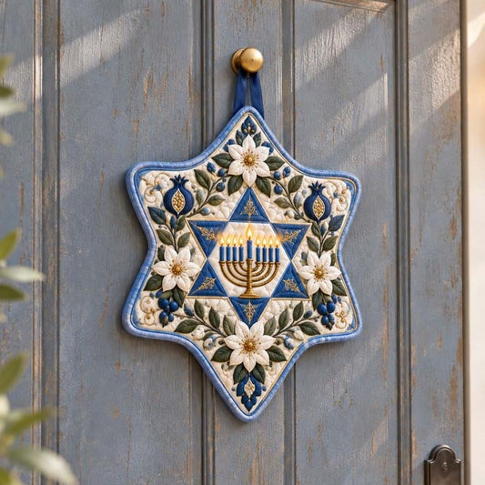 Hanukkah Flora Custom Shape Quilted Door Hanger TZL0HH0062