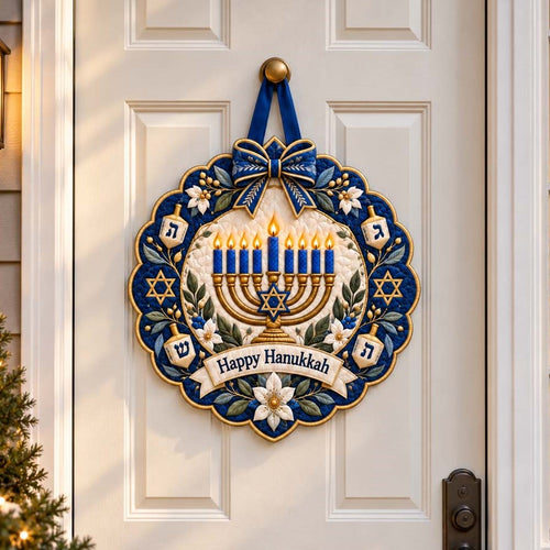 Hanukkah Garland Custom Shape Quilted Door Hanger TZL0HH0063