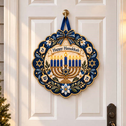Hanukkah Halo Custom Shape Quilted Door Hanger TZL0HH0064