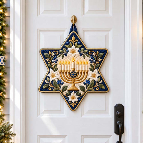 Hanukkah Menorah Custom Shape Quilted Door Hanger TZL0HH0065