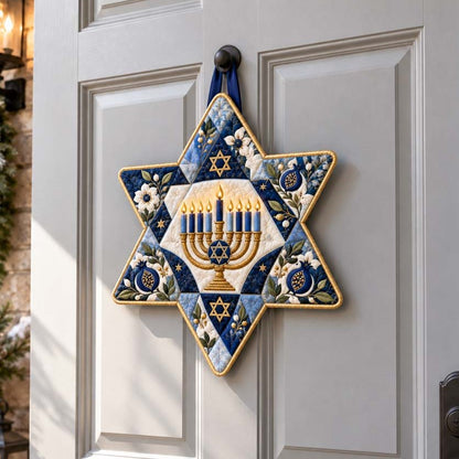 Hanukkah Star Custom Shape Quilted Door Hanger TZL0HH0068