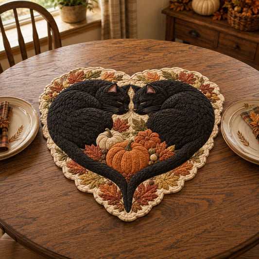 Harvest Cat Custom Shape Quilted Table Topper SN0TD090
