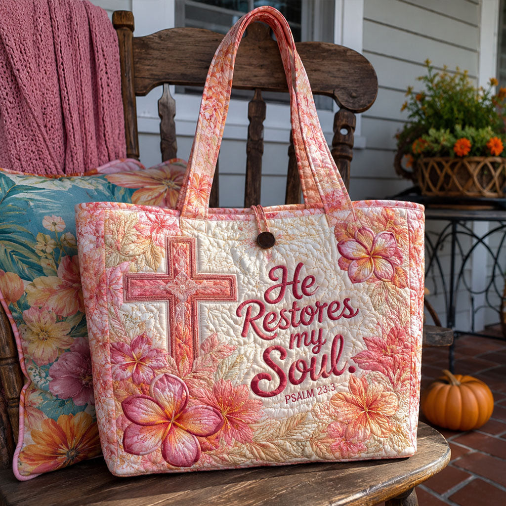 He Restores My Soul Quilted Classic Tote Bag TZL0PT0052
