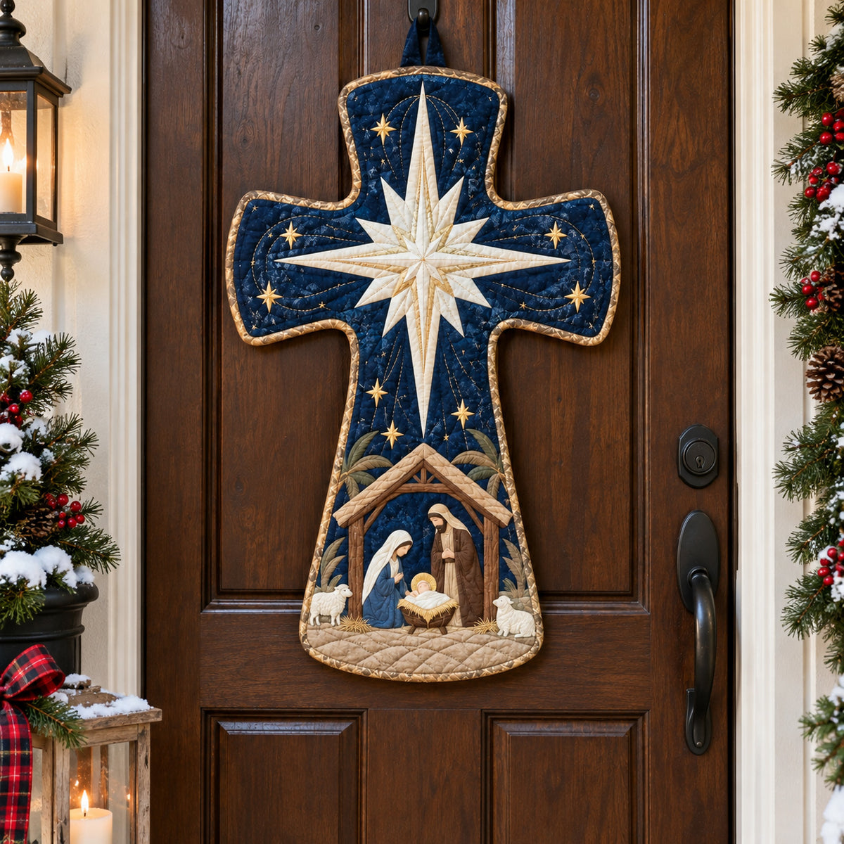 Heavenly Cross Custom Shape Quilted Door Hanger TZL0TV102