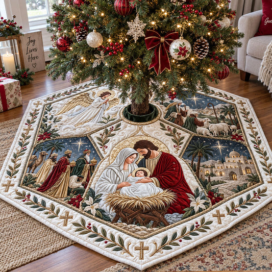 Heavenly Star Custom Shape Christmas Quilted Tree Skirt TZL0PT0242
