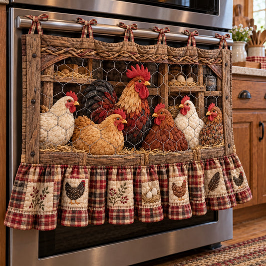 Henhouse Chicken Coop Quilted Oven Curtain TZL0TV211