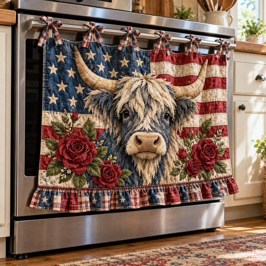 Highland Cow Flag Quilted Oven Curtain TZL0TV231