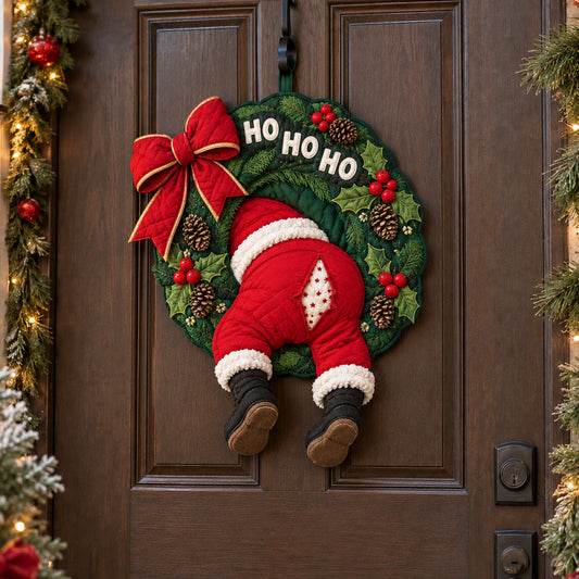 Ho Ho Santa Custom Shape Quilted Door Hanger TZL0TV088