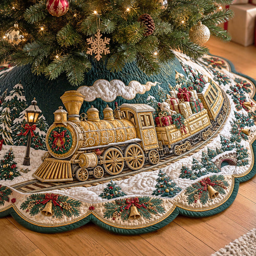 Holiday Express Custom Shape Christmas Quilted Tree Skirt TZL0TD128