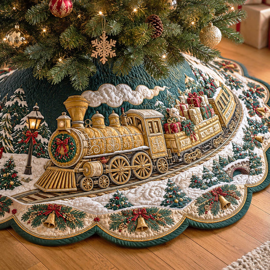 Holiday Express Custom Shape Christmas Quilted Tree Skirt TZL0TD128