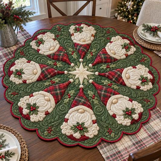 Holiday Gnome Traditions Custom Shape Quilted Table Topper TZL0PT0179