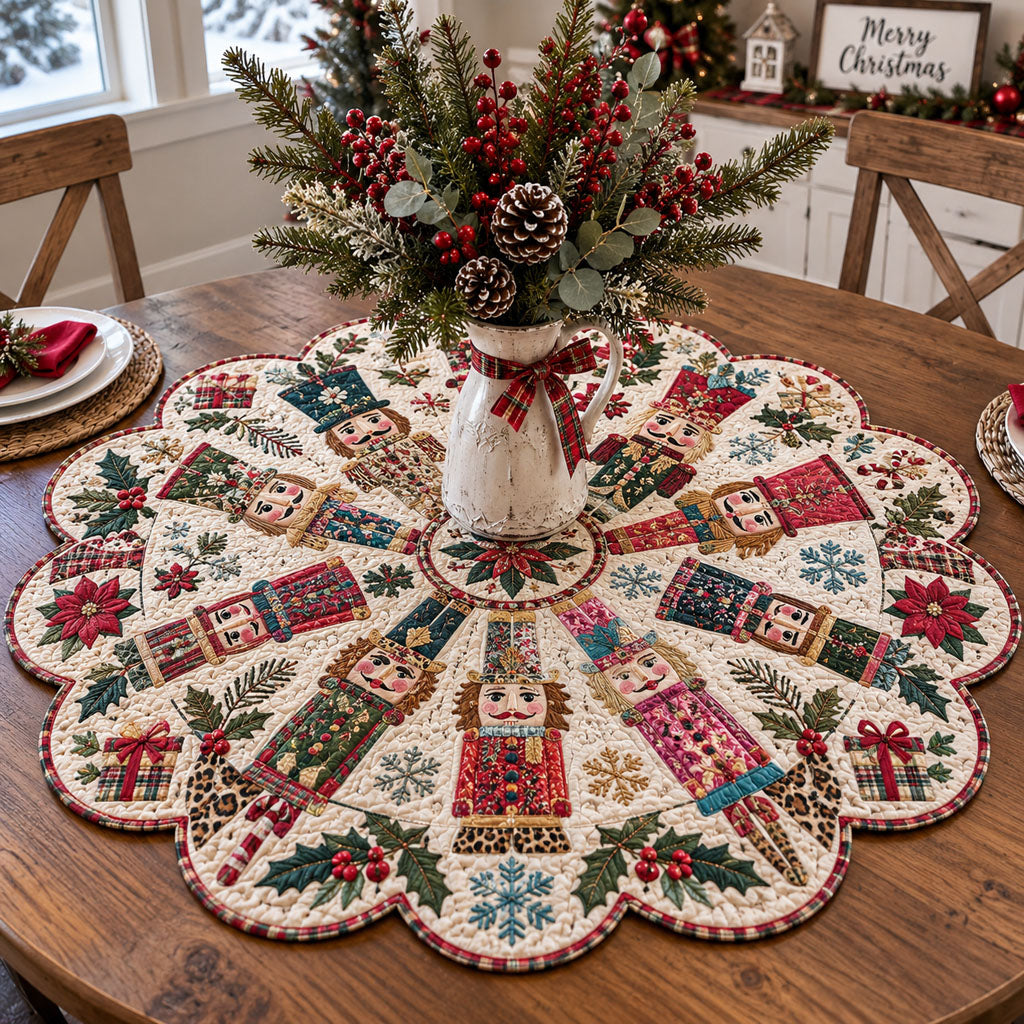 Holiday Nutcracker Elegance Custom Shape Quilted Table Topper TZL0PT0351