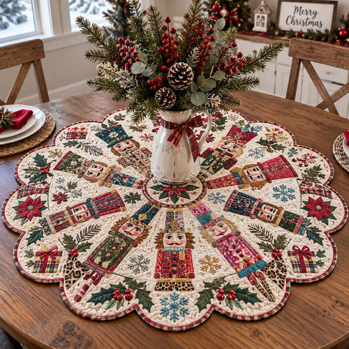 Holiday Nutcracker Elegance Custom Shape Quilted Table Topper TZL0PT0351