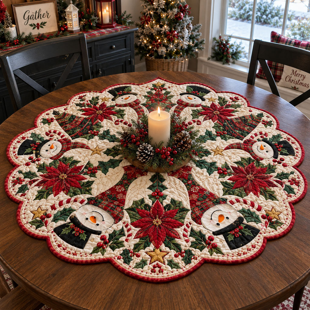 Holly Jolly Garden Custom Shape Quilted Table Topper TZL0PT0373