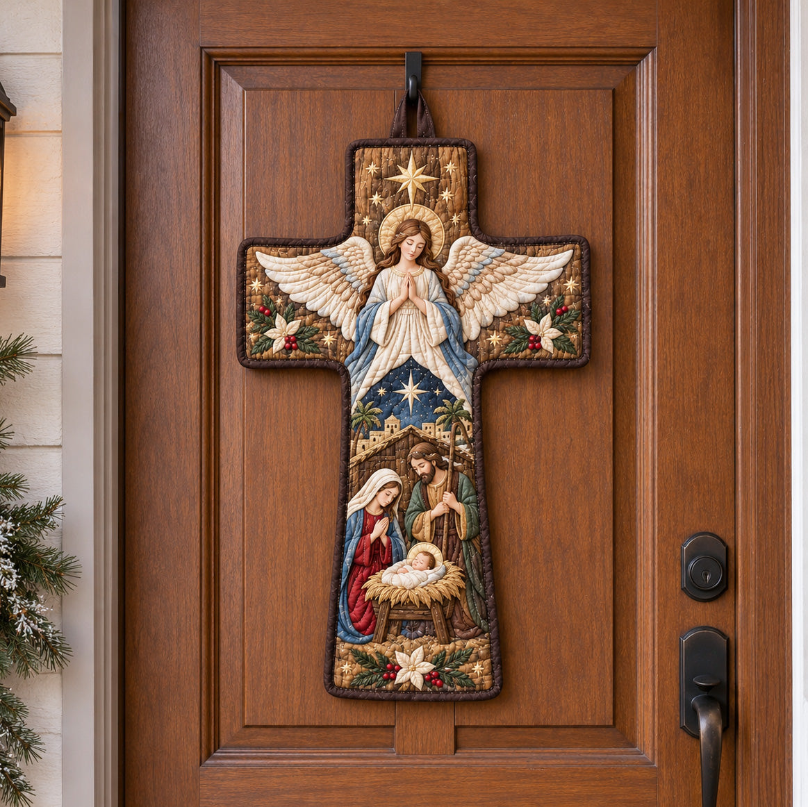 Holy Cross Custom Shape Quilted Door Hanger TZL0TV096