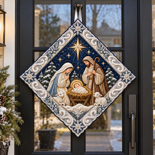 Holy Nativity Custom Shape Quilted Door Hanger TZL0TD79