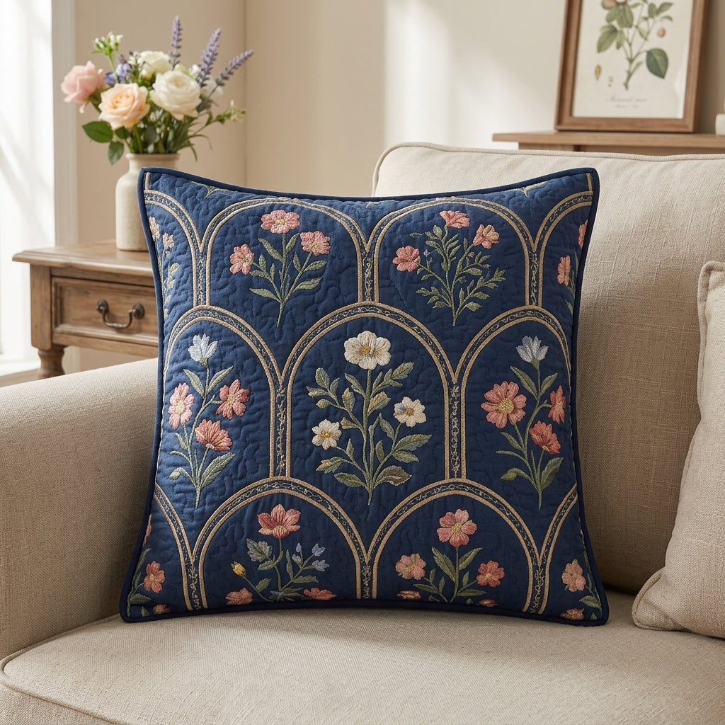 Indigo Garden Tile Quilted Pillow Case NCU0TV1545