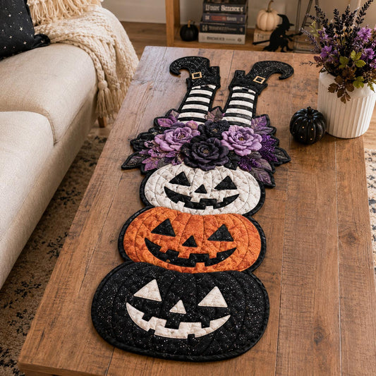 Jack O Lantern Stack Custom Shape Quilted Table Runner SN0DV130