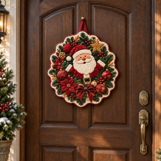 Jolly Christmas Santa Custom Shape Quilted Door Hanger TZL0PT0218