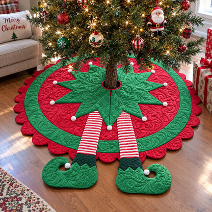 Jolly Holiday Friends Custom Shape Christmas Quilted Tree Skirt TZL0PT0290