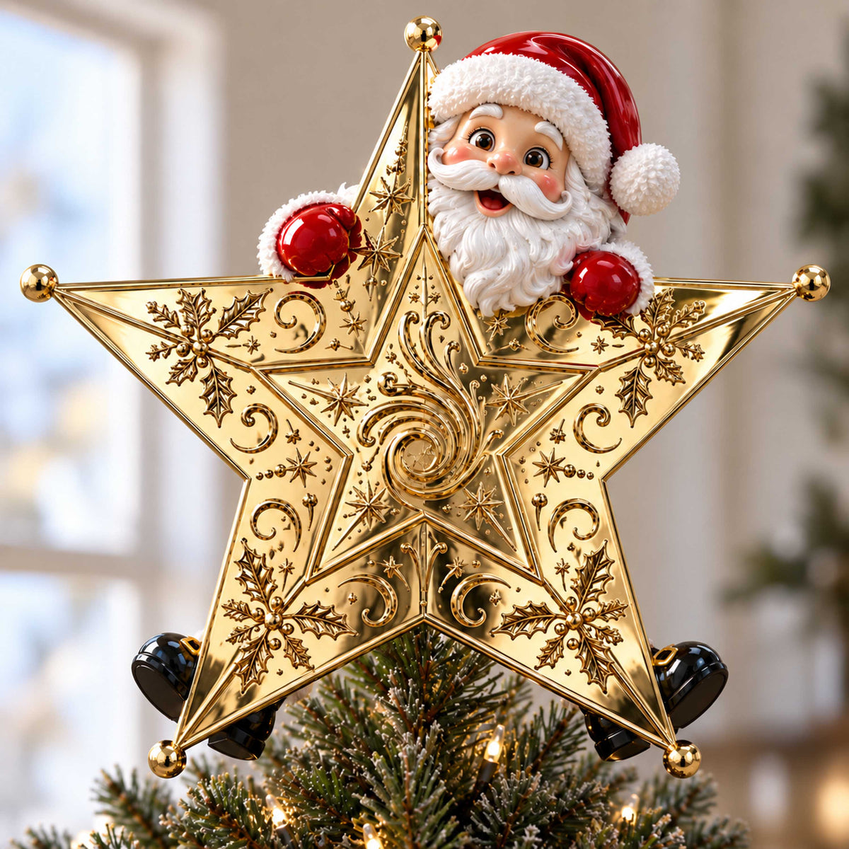 Jolly Santa Christmas Tree Topper TZL0TD49