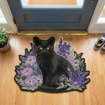 Lavender Cat Custom Shape Doormat NCU0NNT3091