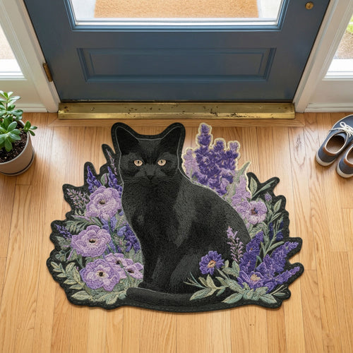 Lavender Cat Custom Shape Doormat NCU0NNT3091