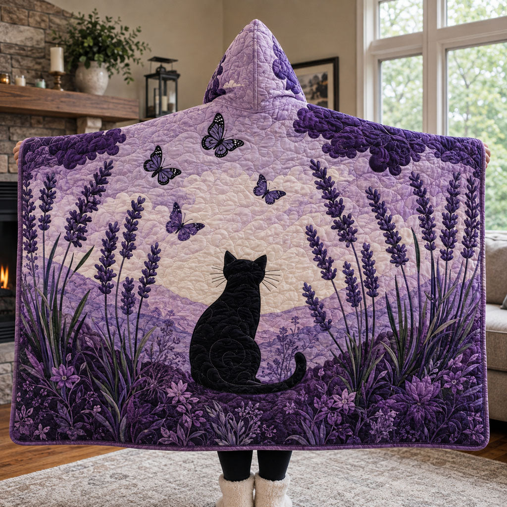 Lavender Moon Whiskers Quilted Hooded Blanket TZL0PT0151