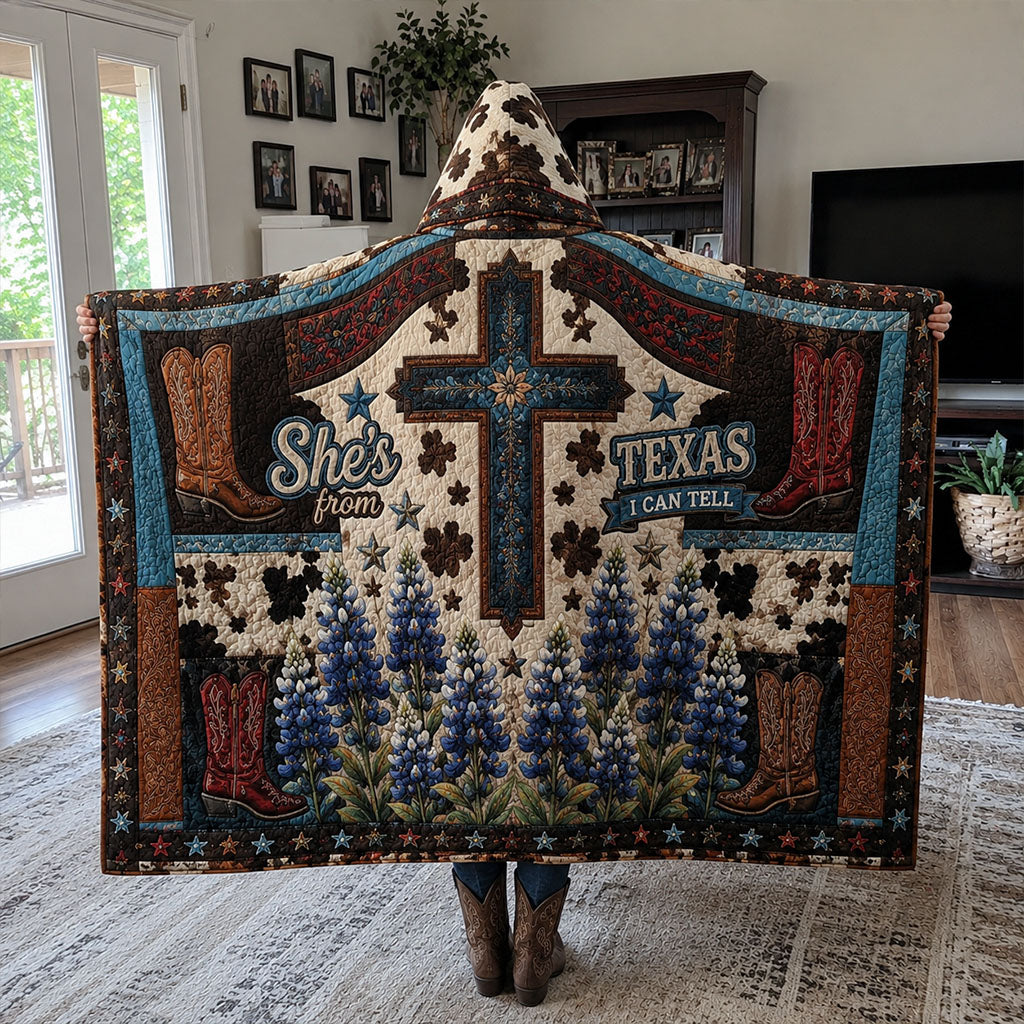 Lone Star Cowgirl Quilted Hooded Blanket TZL0PT0110