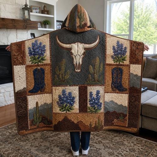 Longhorn Country Quilted Hooded Blanket TZL0PT0111