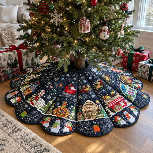 Merry Christmas Memories Custom Shape Christmas Quilted Tree Skirt TZL0PT0260