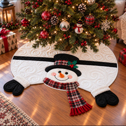 Merry Frosty Friends Custom Shape Christmas Quilted Tree Skirt TZL0PT0293