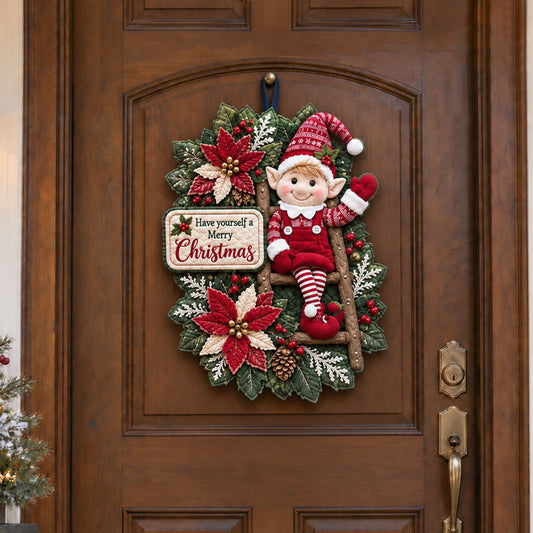 Merry Little Elf Custom Shape Quilted Door Hanger TZL0PT0219