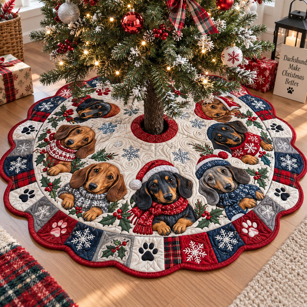 Merry Little Wieners Custom Shape Christmas Quilted Tree Skirt TZL0PT0389