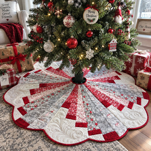 Merry Pinwheel Memories Custom Shape Christmas Quilted Tree Skirt TZL0PT0261