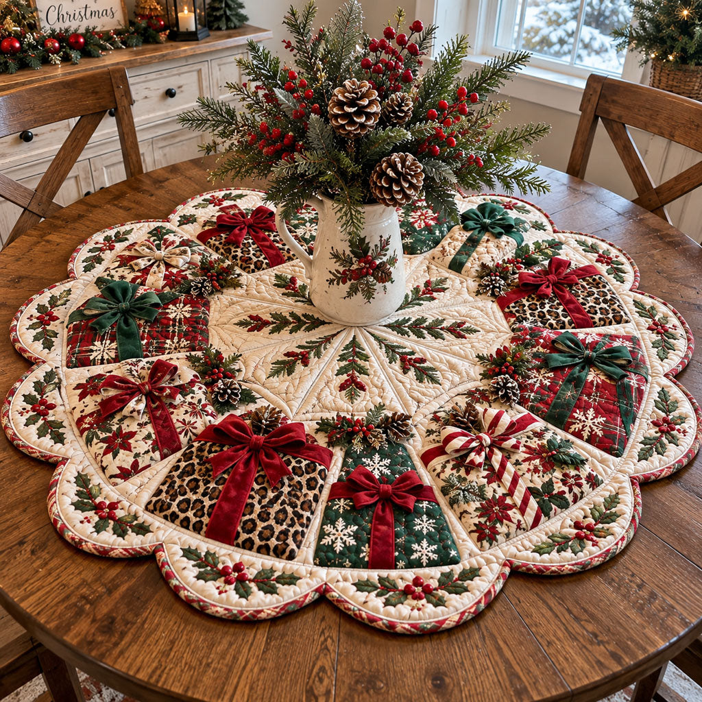 Merry Scallop Wonderland Custom Shape Quilted Table Topper TZL0PT0355