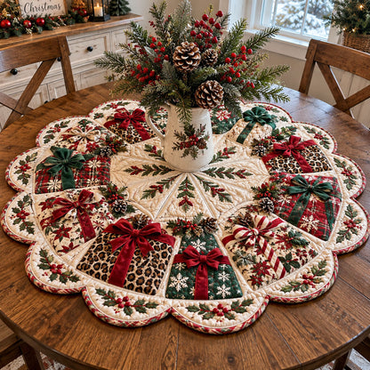 Merry Scallop Wonderland Custom Shape Quilted Table Topper TZL0PT0355