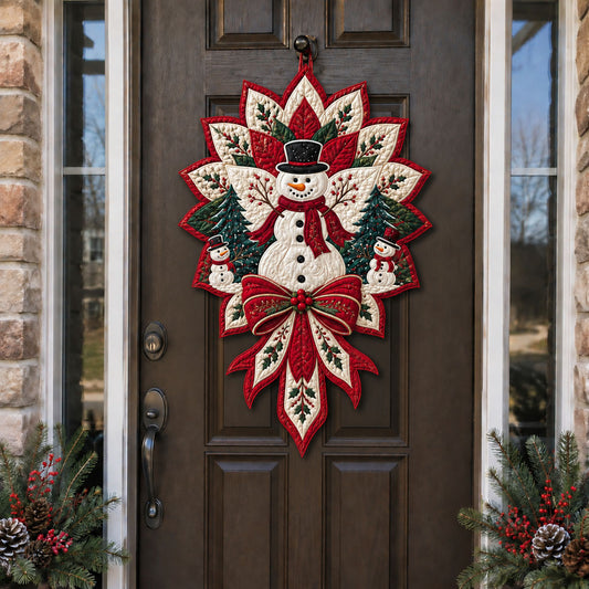 Merry Snowman Welcome Custom Shape Quilted Door Hanger TZL0PT0199