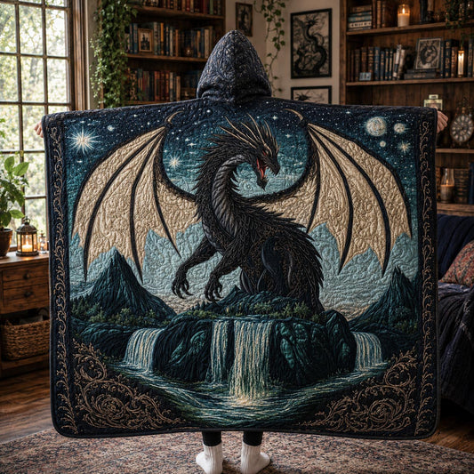 Midnight Dragon Quilted Hooded Blanket TZL0DV035
