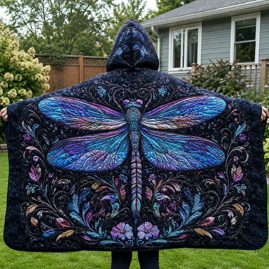 Midnight Dragonfly Magic Quilted Hooded Blanket TZL0PT0133